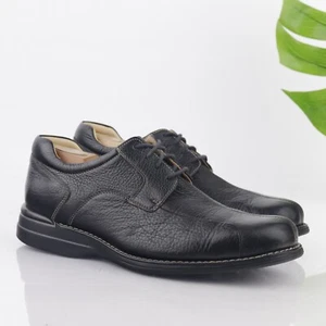 Johnston Murphy Men's Shuler Oxford Size 11 M Black Pebbled Leather Split Toe - Picture 1 of 13