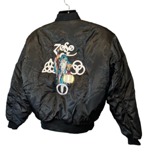 Chaqueta Bomber Led Zeppelin Vintage 1980 Rock Embassy Zoso Ermitaño, Como Nueva Grande - Imagen 1 de 14