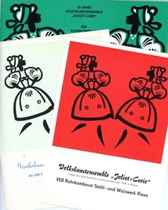 VEB ROHRKOMBINAT RIESA Prospekt VOLKSKUNSTENSEMBLE JOLIOT-CURIE Tanz Musik Y5557 - Bild 1 von 7