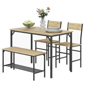 4 Dining Set Itzcominghome Table+Chairs+ Bench Modern Dining Kitchen Furniture - Picture 1 of 11