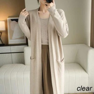 Cardigan donna cashmere autunno lungo maglia scollo a V - Foto 1 di 32