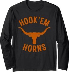 Hook'em Horns Bull Head with Horns that are Long Long Sleeve T-Shirt - Picture 1 of 6