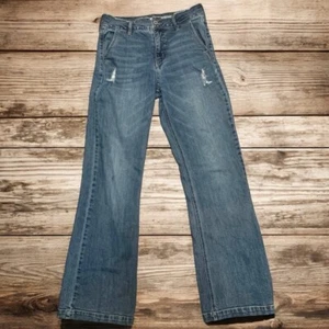 KanCan Women’s Flare Jeans Size 7/27 Distressed Mid Rise Stretch Blue Denim - Picture 1 of 17