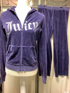 Juicy Couture Velour Straight Leg Low Rise Pants 32 x 28 PS Zip Up Hoodie PM - Picture 1 of 14