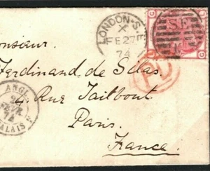 GB SG.143 Brief Petite DAMEN BRIEFUMSCHLAG 3d Platte 12 London FRANKREICH Paris 1874 G156 - Bild 1 von 9