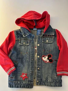 DISNEY Jean Jacket Hoodie Mickey Mouse Boy's 5 - Picture 1 of 3