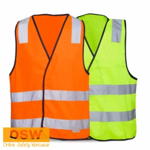 Hi Vis Yellow/Orange Day & Night Reflective H-Pattern Safety Work Vests XS~5XL - Foto 1 di 6