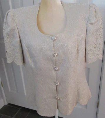 Impresionante Chaqueta Blazer KAREN MILLER Nueva York Marfil Talla 18 Foto 1 de 4