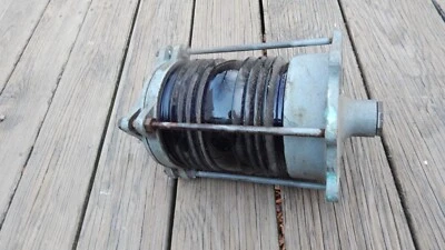  ANTIQUE SIMES CO NEW YORK NAUTICAL MARINE DOCK LIGHT RED GLASS NEEDS BULB INT - Image 1 of 3