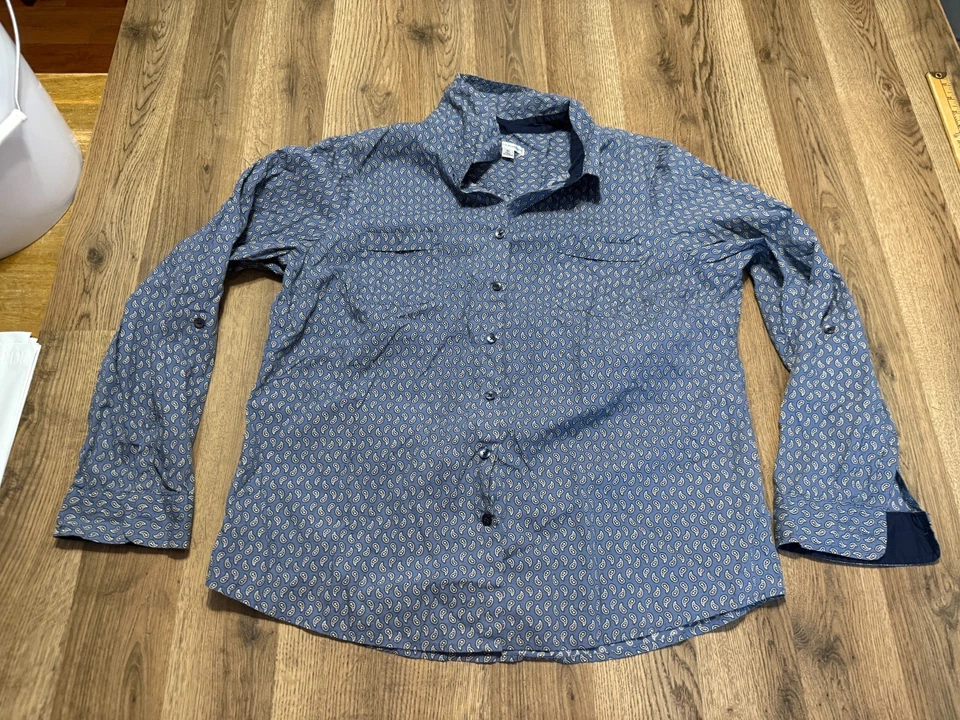 Blusa Croft & Barrow para mujer talla XL azul blanco cachemir manga larga abotonada Foto 1 de 4