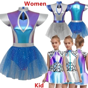 Women's and Kids Alien Cosplay Dress Metallic Space Costumes Halloween Party - Picture 1 of 60
