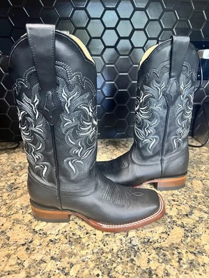 BOTA WESTERN MUJER LOS ALTOS GRISLY NEGRA CUERO GENUINO RANCHO-PUNTERA CUADRADA  Foto 1 de 4