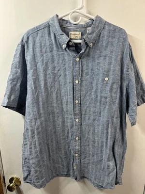 Weatherproof Vintage Mens Short Sleeve Washable Linen Button Shirt Sz.2XL/Blue - Image 1 of 4
