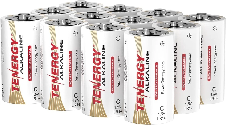 Batería Alcalina Tenergy 1.5V C LR14, Alto Rendimiento C 12 Unidades (Pack de 1)  Foto 1 de 4