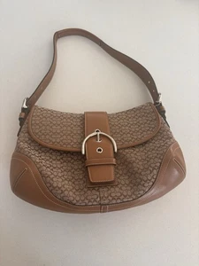 Bolso de hombro/tote Coach 6808 vintage de cuero tostado Soho y lona exclusiva C - Imagen 1 de 23