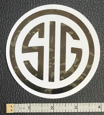 Sig Sauer Pistol Handgun Firearm Tactical Round White & Camo Sticker / Decal - Image 1 of 3