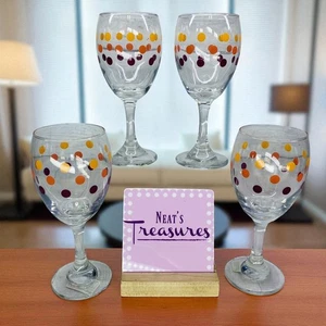 Juego de 4 copas de vino Cristar Copa Aragón POKLA DOTS con tallo de vidrio transparente 10 oz NUEVO - Imagen 1 de 16