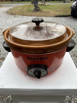 Rival 5 Qt Crock Pot Slow Cooker Model 3350 Vintage Orange Retro 1970s - Image 1 of 4