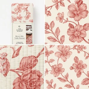 Runner da Tavolo The Pioneer Donna Agatha 14x90 Rosso Toilette Floreale Country Francese - Foto 1 di 5