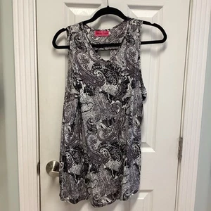 Universal Fashion SZ XL NWT Paisley Geo Print Women’s Tank Cotton Blend Top - Picture 1 of 8
