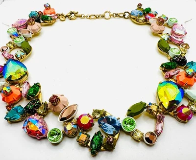 AMAZING J Crew Brulee Multicolor Chunky Ornate Wreath Rhinestone Necklace - Image 1 of 4