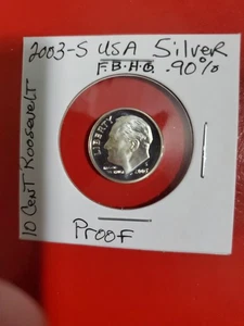 2003 S .900 Silver Proof Roosevelt Dime Proof Coin Mirror Finish. - Picture 1 of 11