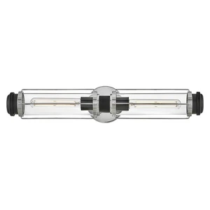 Lámpara De Pared Para Baño IP44 61 Cm De Largo En Cromo Negro 2x E27 - Imagen 1 de 6