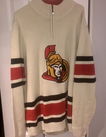ottawa senators ilanco NWT knitted 1/4 zip sweater sz xl Cover
