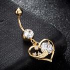Crystal Gold Heart Chain Body Piercing Jewelry Navel Belly Bar Button Ring