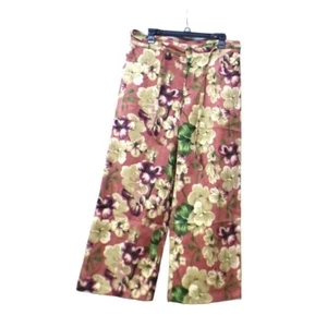 UNIQ Women’s High-Rise, Wide-Leg Cropped Floral Corduroy Pants, Small, Mauve - Picture 1 of 11