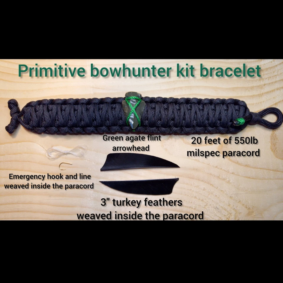 Primitive Bowhunter Kit Paracord Bracelet For Making Survival Bow And Arrow  - Image 1 of 4