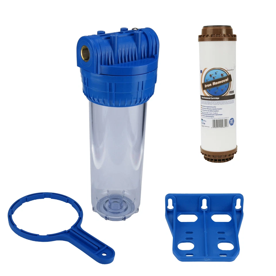 Wasser Filtergehäuse 10" 3-teilig 1/2" IG Messing Vorfilter Garten + Eisenfilter - Bild 1 von 1