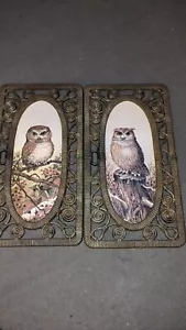 "Juego de 2 placas de pared colgantes vintage Syroco Homco OWL decoración 18,75"" X 10""" - Imagen 1 de 4