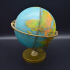 Antique World Globe Mounted Map Brass Scan Globe Scandinavian 1970 vintage -e