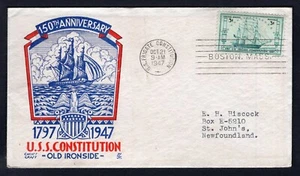USA 1947 FDC Cover, Old Ironside USS Constitution Anniversary. Navy - Picture 1 of 2