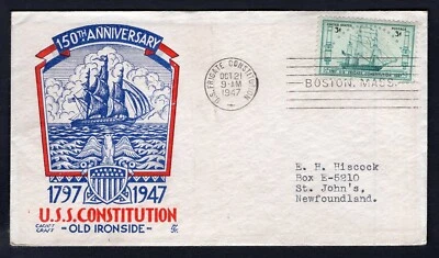 USA 1947 FDC Cover, Old Ironside USS Constitution Anniversary. Navy - Image 1 of 2