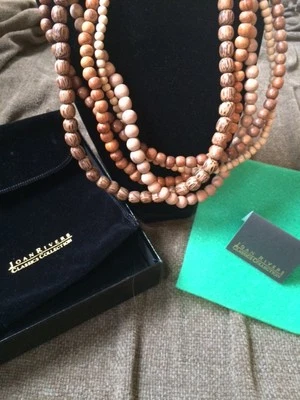 Joan Rivers 5 strand wooden bead necklace with gold tone clasp and extender - Image 1 of 3