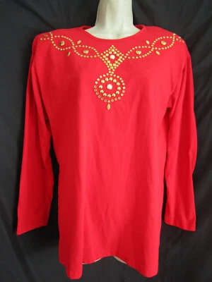 Top De Fiesta Bev Goldberg De Colección Visage Damas Moda Rojo Deslumbrado Adornado S Foto 1 de 4