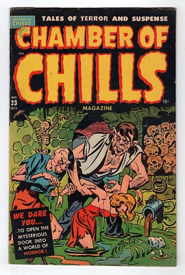Harvey Pre-Code 1951 CHAMBER OF CHILLS No. 23 (#3) FVF 7.0 Dungeon/Skulls Cover - Image 1 of 2