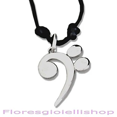 Ciondolo chiave di basso in argento 925. Collezione MUSICA Flores Gioielli - - Immagine 1 di 2