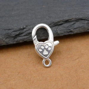 Pulsera pequeña collar broche langosta con estampado de pata de gato plata de ley A5039 - Imagen 1 de 4