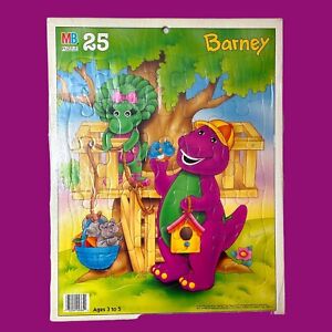 Cardboard Frame puzzle  Barney vintage Baby Bop 1993 Tree House Hasbro 25pc dino