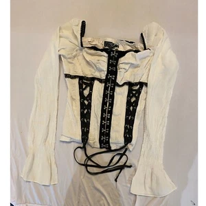 TRIPP NYC Korsett Top Schnürung Langarm Gothic Lolita Bluse Gr. M - Bild 1 von 7