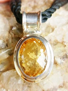 SCHMUCK-STCK ANHÄNGER 925 SILBER CITRIN FACETTEN NEU groß - Picture 1 of 2