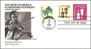 USA BOB - 1980 - 3.5 c Non-Profit Envelope - Violins, Scott #U590, Artmaster FDC - Picture 1 of 1
