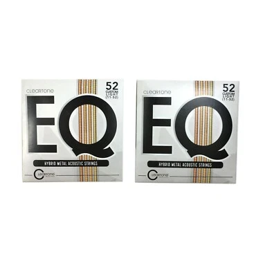 Paquete de 2 cuerdas de guitarra Cleartone híbridas acústicas mezcla de metal luz personalizada 11-52 Foto 1 de 4