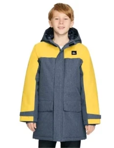 Quicksilver Youth Boys Hooded Parka Blue/Yellow Size Small New With Tags - Picture 1 of 5