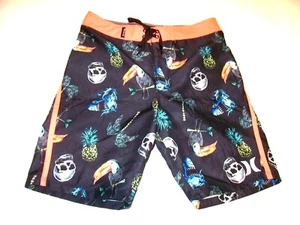 NEW Hurley  18 black tropical fish board shorts boys youth swim trunks waist 29 - Picture 1 of 2
