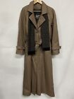 Vintage London Fog Trench Coat Women?S 10 Tan Beige W Scarf & Zip Out Wool Liner