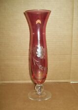 Vintage 9" Hand Blown Rose Lavender  Clear Glass  Bud Vase Dainty